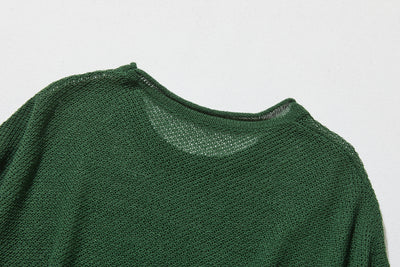 夏も冬も快適！立体編みのリネンコットンニットプルオーバー　　250703
