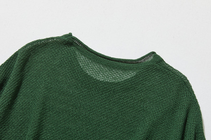 夏も冬も快適！立体編みのリネンコットンニットプルオーバー　　250703