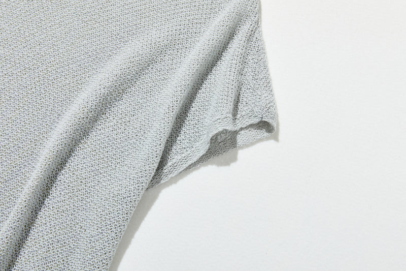 夏も冬も快適！立体編みのリネンコットンニットプルオーバー　　250703