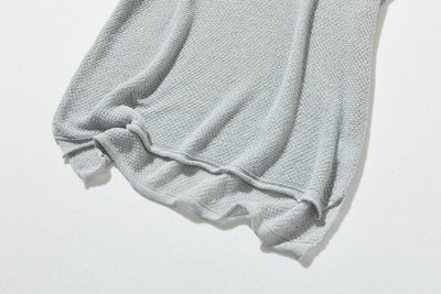 夏も冬も快適！立体編みのリネンコットンニットプルオーバー　　250703