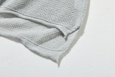 夏も冬も快適！立体編みのリネンコットンニットプルオーバー　　250703