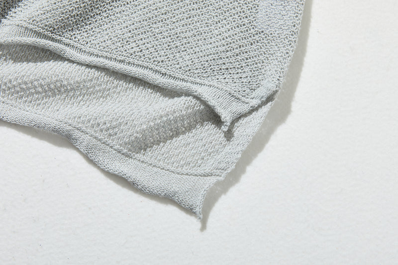 夏も冬も快適！立体編みのリネンコットンニットプルオーバー　　250703