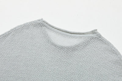 夏も冬も快適！立体編みのリネンコットンニットプルオーバー　　250703