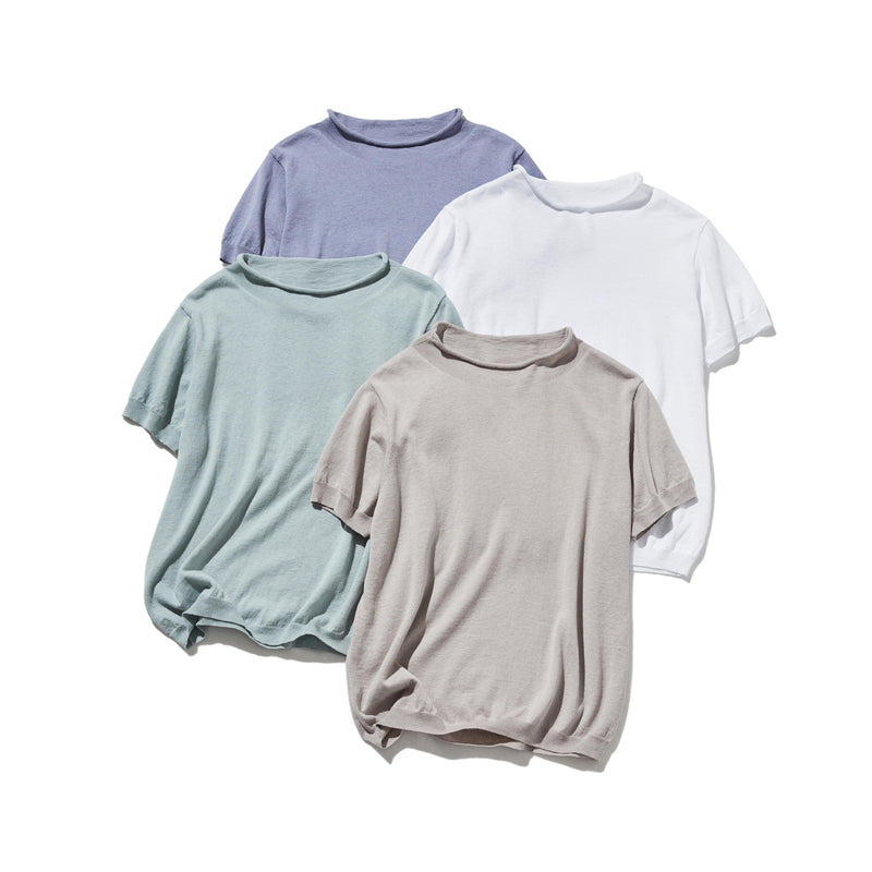 夏の定番に！涼やか着回しニット　リネン コットン半袖トップス　250704