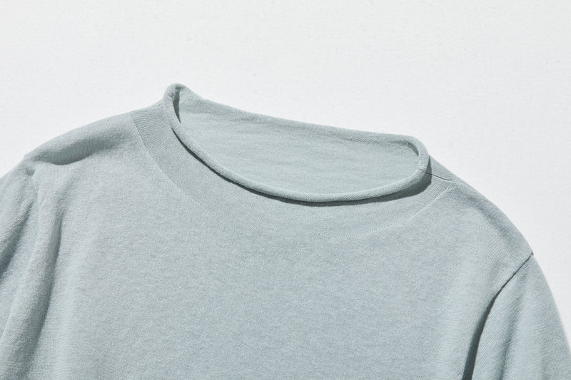 夏の定番に！涼やか着回しニット　リネン コットン半袖トップス　250704