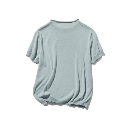 夏の定番に！涼やか着回しニット　リネン コットン半袖トップス　250704