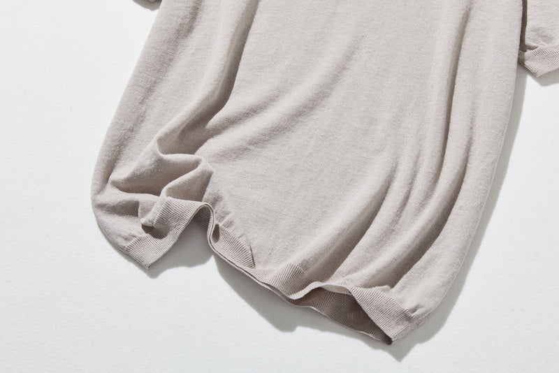 夏の定番に！涼やか着回しニット　リネン コットン半袖トップス　250704