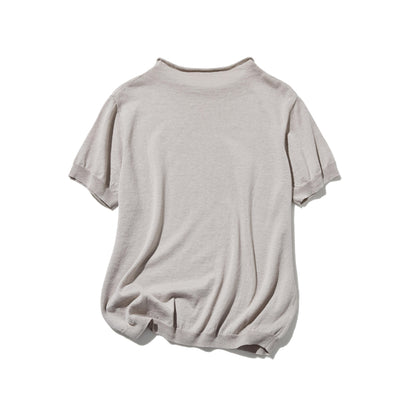 夏の定番に！涼やか着回しニット　リネン コットン半袖トップス　250704