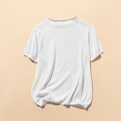 夏の定番に！涼やか着回しニット　リネン コットン半袖トップス　250704