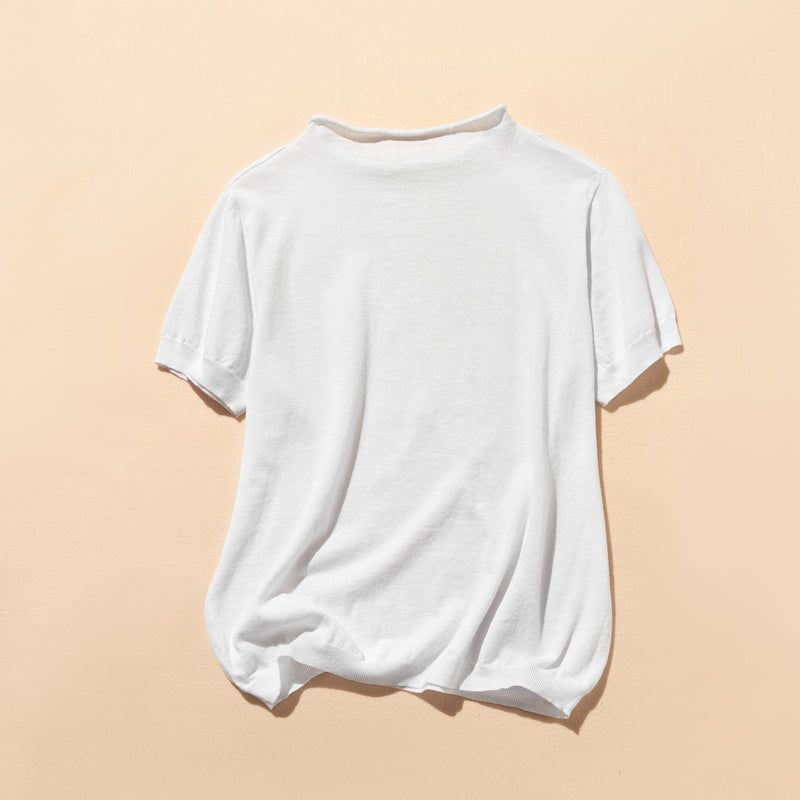 夏の定番に！涼やか着回しニット　リネン コットン半袖トップス　250704