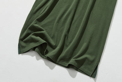 春と夏にぴったり！ ラフで動きやすいポロカラーワンピース　コットン100％　　250303