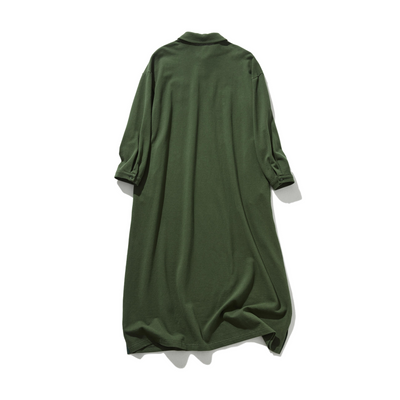 春と夏にぴったり！ ラフで動きやすいポロカラーワンピース　コットン100％　　250303