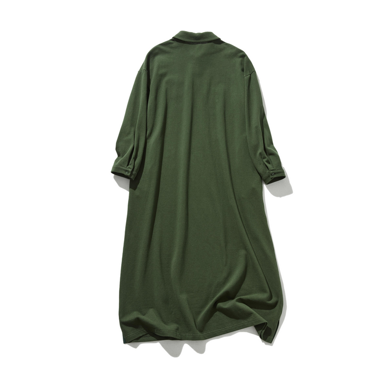 春と夏にぴったり！ ラフで動きやすいポロカラーワンピース　コットン100％　　250303