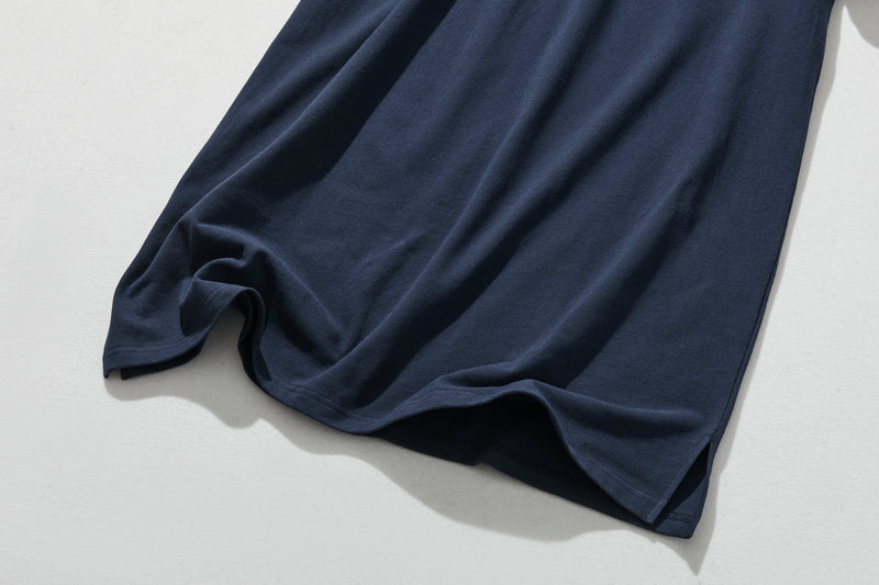 春と夏にぴったり！ ラフで動きやすいポロカラーワンピース　コットン100％　　250303