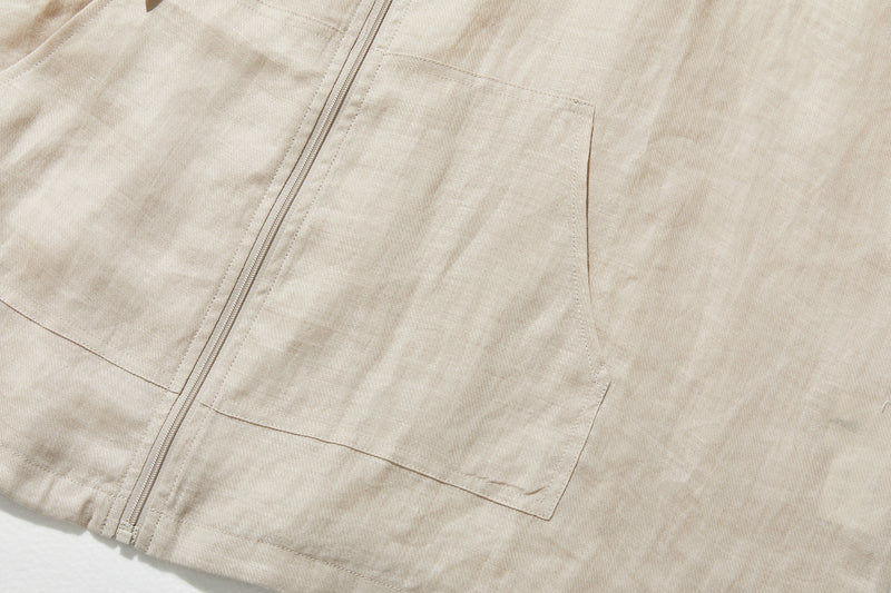 涼し気な雰囲気が魅力のリネン素材のブルゾン　フード付き　ライトアウター   230613