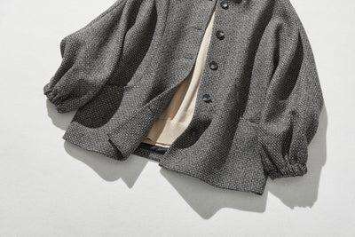 お洒落可愛いを格上げするツイードアウター　ジャケット　ウール混　裏地付き　231207-1