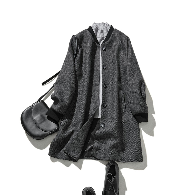 これからの季節の主役アウター　ウール混ヘリンボーン織生地　ブルゾン　コート 　231013