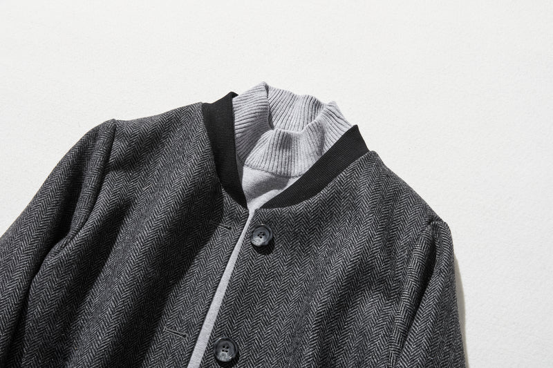 これからの季節の主役アウター　ウール混ヘリンボーン織生地　ブルゾン　コート 　231013