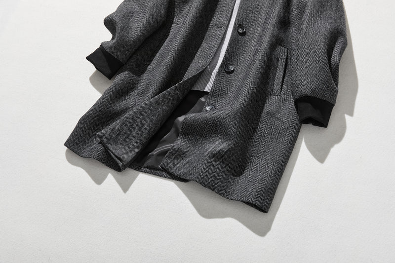 これからの季節の主役アウター　ウール混ヘリンボーン織生地　ブルゾン　コート 　231013