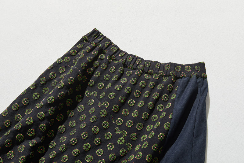 上品に個性を纏う　異素材切替スカート　フレアスカート 240305-1