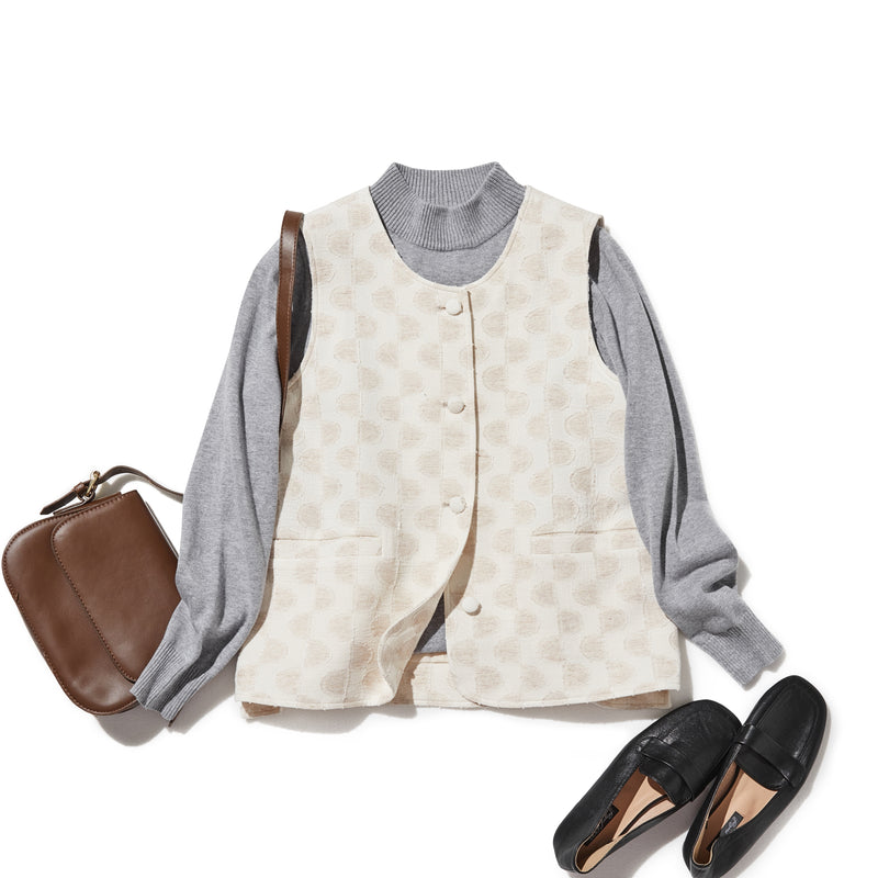 Versatile vest for all seasons: Cotton linen vest with lining (250909-1)