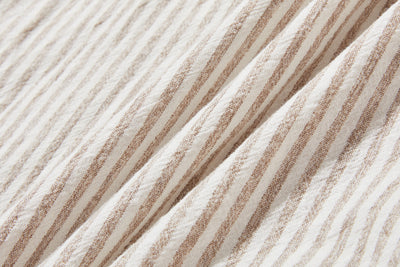 大人可愛い！ヴィンテージモードなストライプコットンリネンシャツ　250906