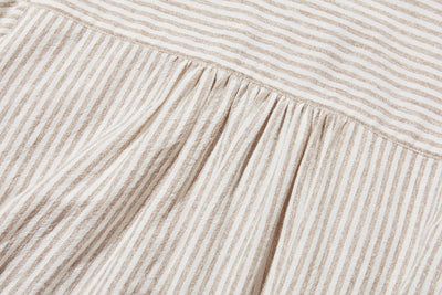 大人可愛い！ヴィンテージモードなストライプコットンリネンシャツ　250906