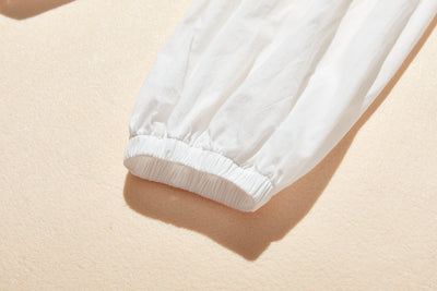 【繊細なスクラップ刺繡が華やか】オールシーズン愛用できる綿素材レースブラウス　前後２way 　250911