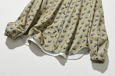 復古花卉印花襯衫，採用燈芯絨和棉製成 250205-1