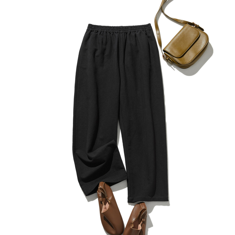 Cotton linen pants with a natural texture and pockets (250202)