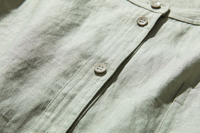 他にないデザイン♪バンドカラリネンシャツ　リネン100％　長袖　　230923