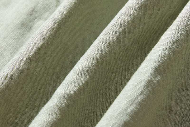 他にないデザイン♪バンドカラリネンシャツ　リネン100％　長袖　　230923