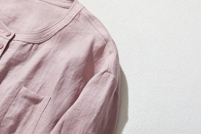 他にないデザイン♪バンドカラリネンシャツ　リネン100％　長袖　　230923