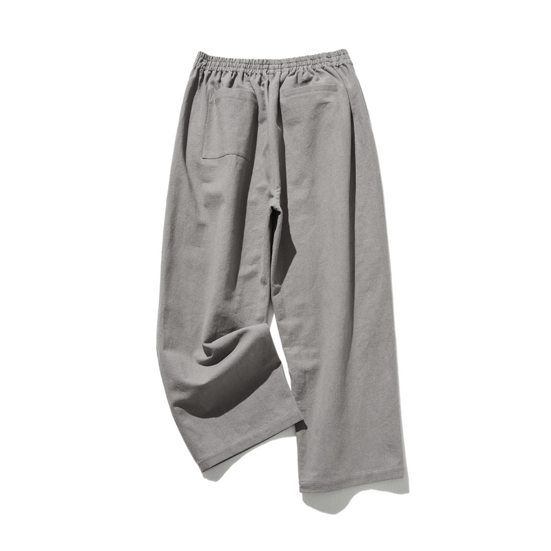 Cotton linen pants with a natural texture and pockets (250202)
