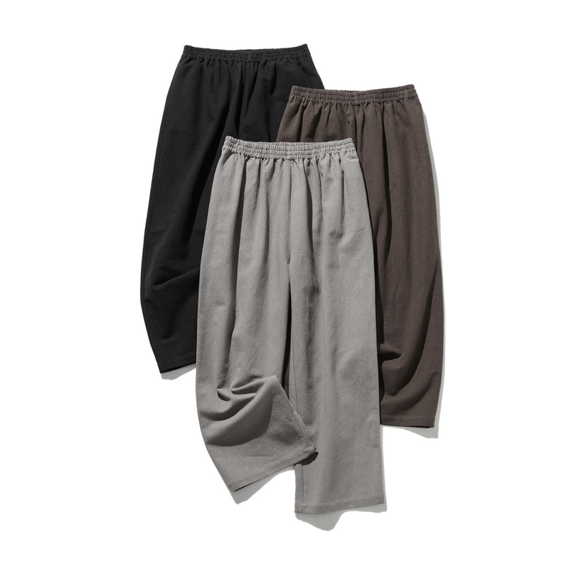 Cotton linen pants with a natural texture and pockets (250202)