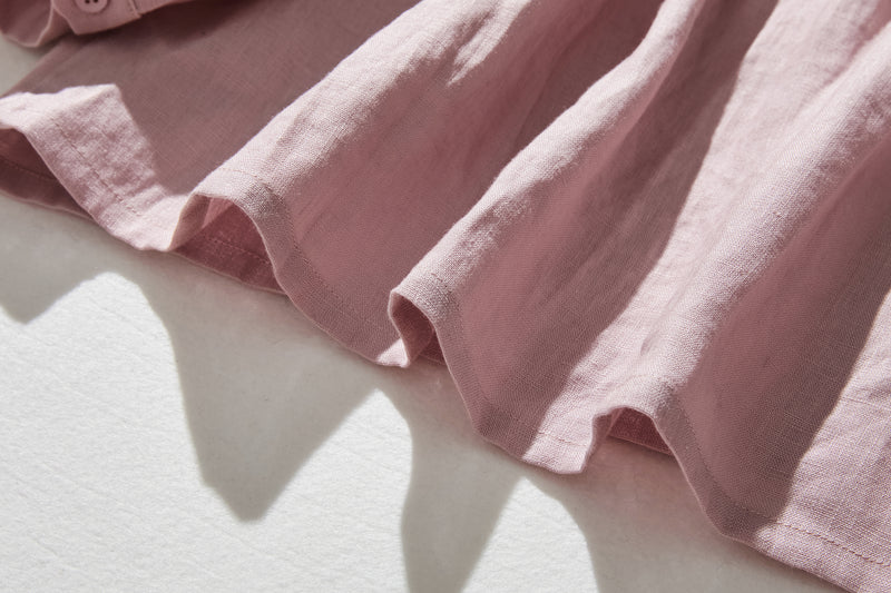 他にないデザイン♪バンドカラリネンシャツ　リネン100％　長袖　　230923