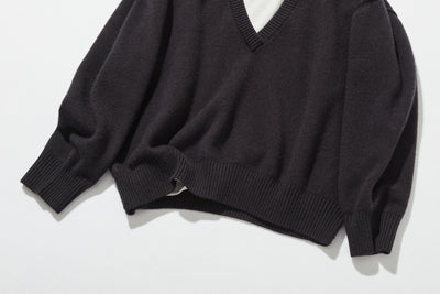 Warm and cozy. Shetland wool oversized sweater, V-neck sweater 251105