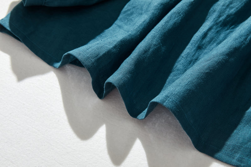 他にないデザイン♪バンドカラリネンシャツ　リネン100％　長袖　　230923