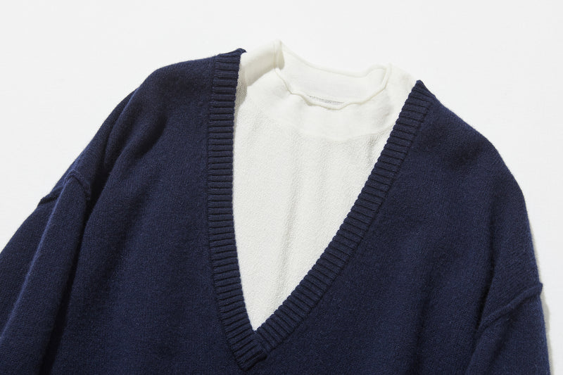Warm and cozy. Shetland wool oversized sweater, V-neck sweater 251105