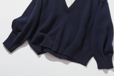 Warm and cozy. Shetland wool oversized sweater, V-neck sweater 251105