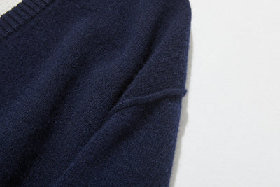 Warm and cozy. Shetland wool oversized sweater, V-neck sweater 251105