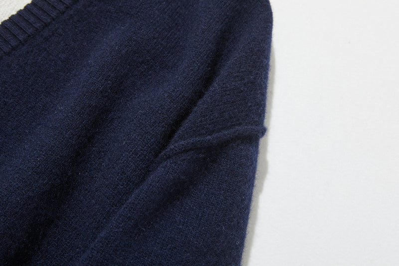 Warm and cozy. Shetland wool oversized sweater, V-neck sweater 251105