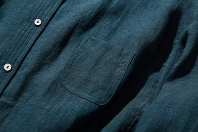 他にないデザイン♪バンドカラリネンシャツ　リネン100％　長袖　　230923