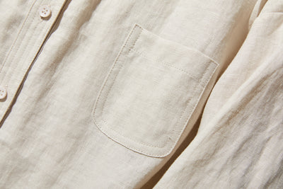 他にないデザイン♪バンドカラリネンシャツ　リネン100％　長袖　　230923