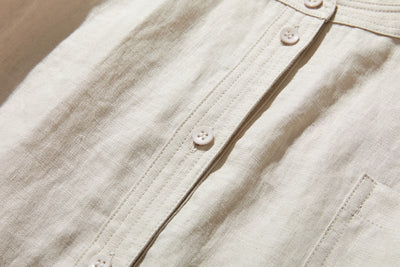 他にないデザイン♪バンドカラリネンシャツ　リネン100％　長袖　　230923