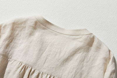 他にないデザイン♪バンドカラリネンシャツ　リネン100％　長袖　　230923