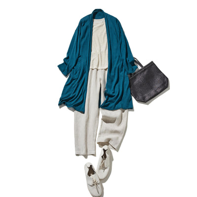 「立体裁断で着やせ！」コットンリネン UV冷房対策 ロングカーディガン 　250601