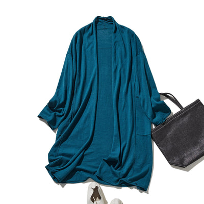 「立体裁断で着やせ！」コットンリネン UV冷房対策 ロングカーディガン 　250601