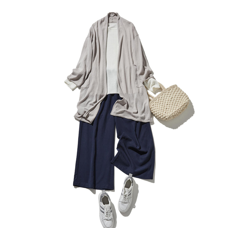 「立体裁断で着やせ！」コットンリネン UV冷房対策 ロングカーディガン 　250601