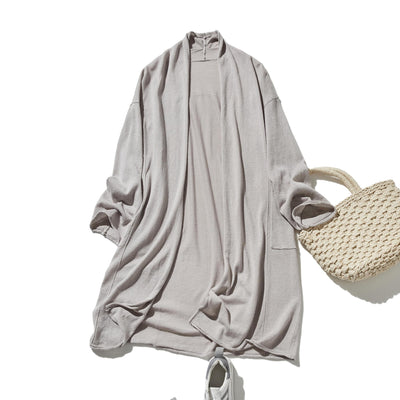 「立体裁断で着やせ！」コットンリネン UV冷房対策 ロングカーディガン 　250601